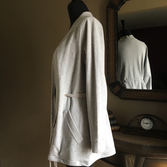 Heather Grey Tie-wrap Sweatshirt Jacket Size Large - Picture 3 of 8